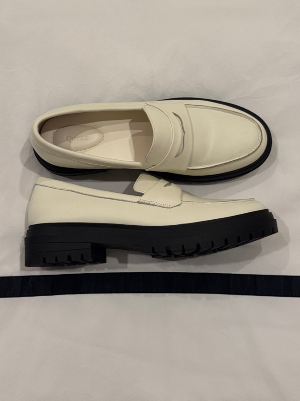 Quince Women's Cream Leather Lug-Sole Loafers